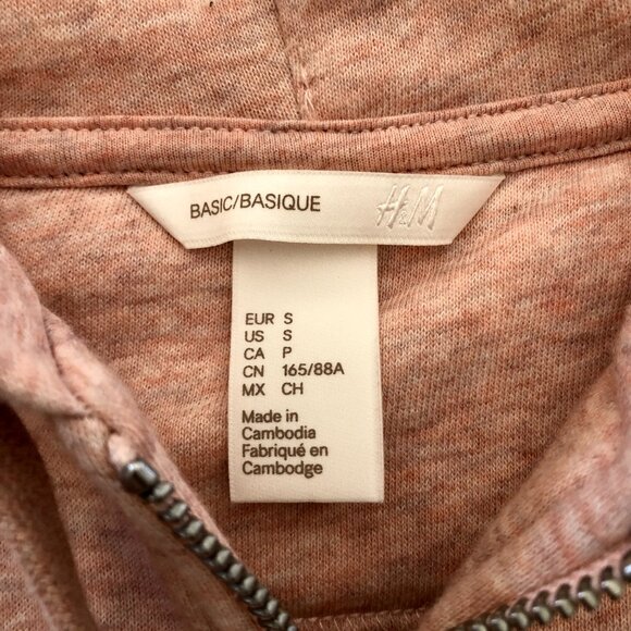 H&M Blush Pink Size Small Full Zip Hoodie Sweatshirt Casual Soft Feminine Winter - Picture 14 of 16